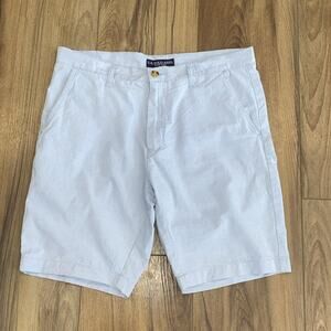 U.S. Polo Assn. Chino Shorts Men's Sz W34 Light Blue White Stripes 10” Inseam
